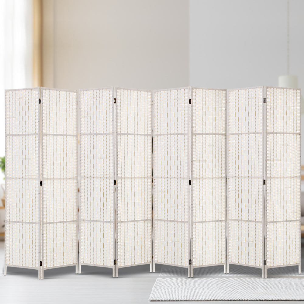 Marlook 8 Panel Room Divider Screen 326x170cm Woven White