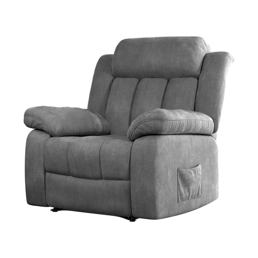 Marlook Recliner Chair Electric Massage Chair Velvet Lounge Sofa Heated Grey