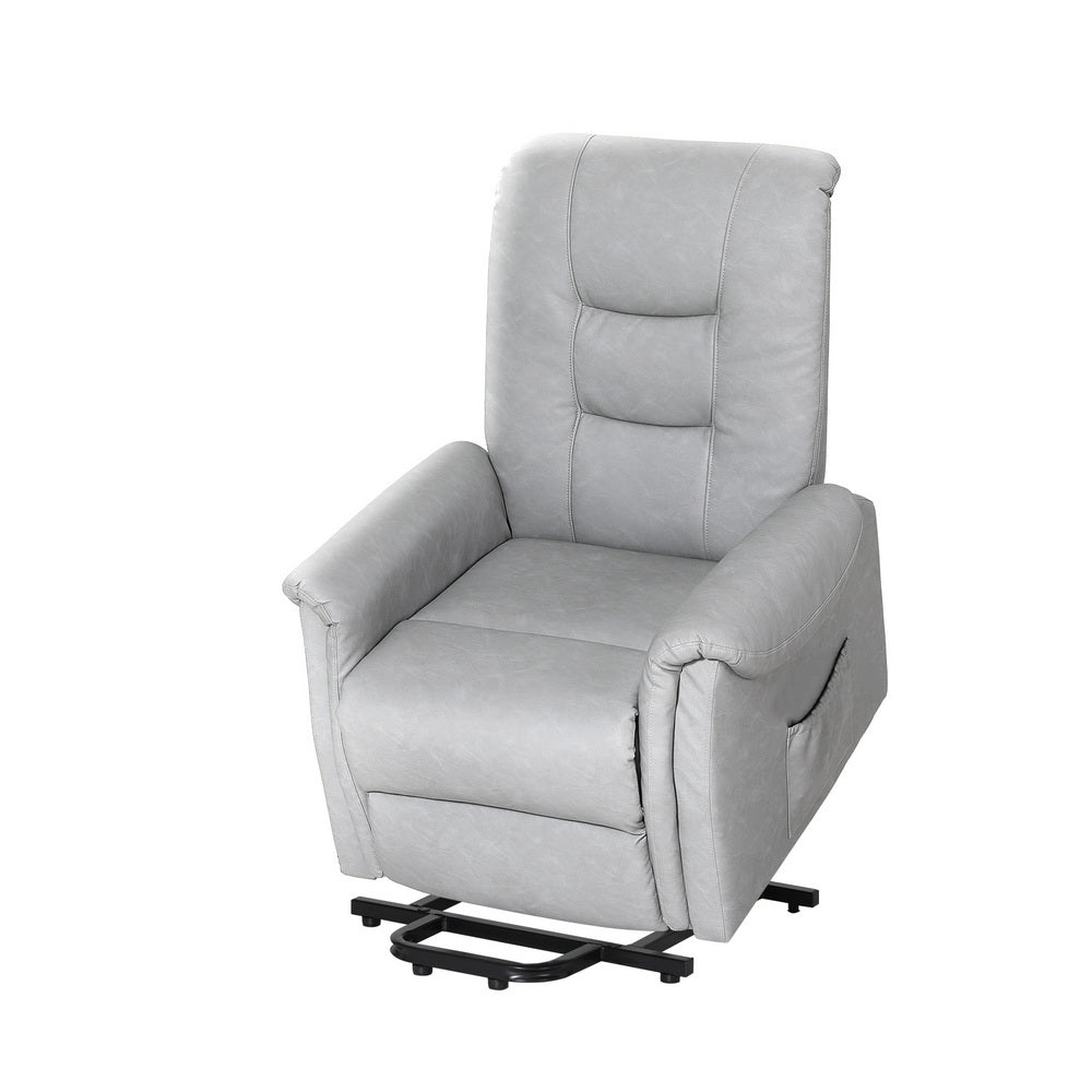Marlook Recliner Chair Lift Assist Chair Leather Grey