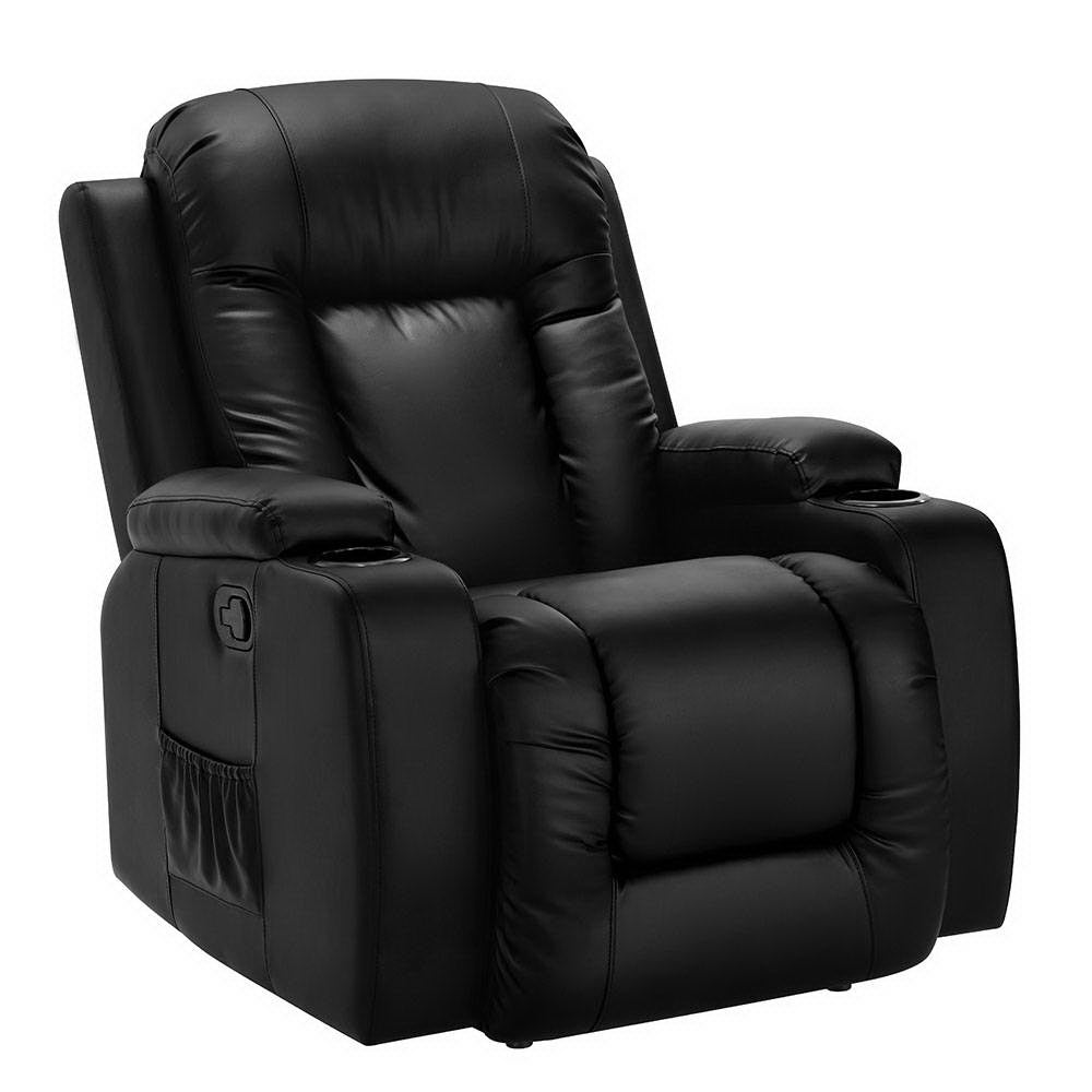 Marlook Recliner Chair Electric Heated Massage Chairs Faux Leather Cabin