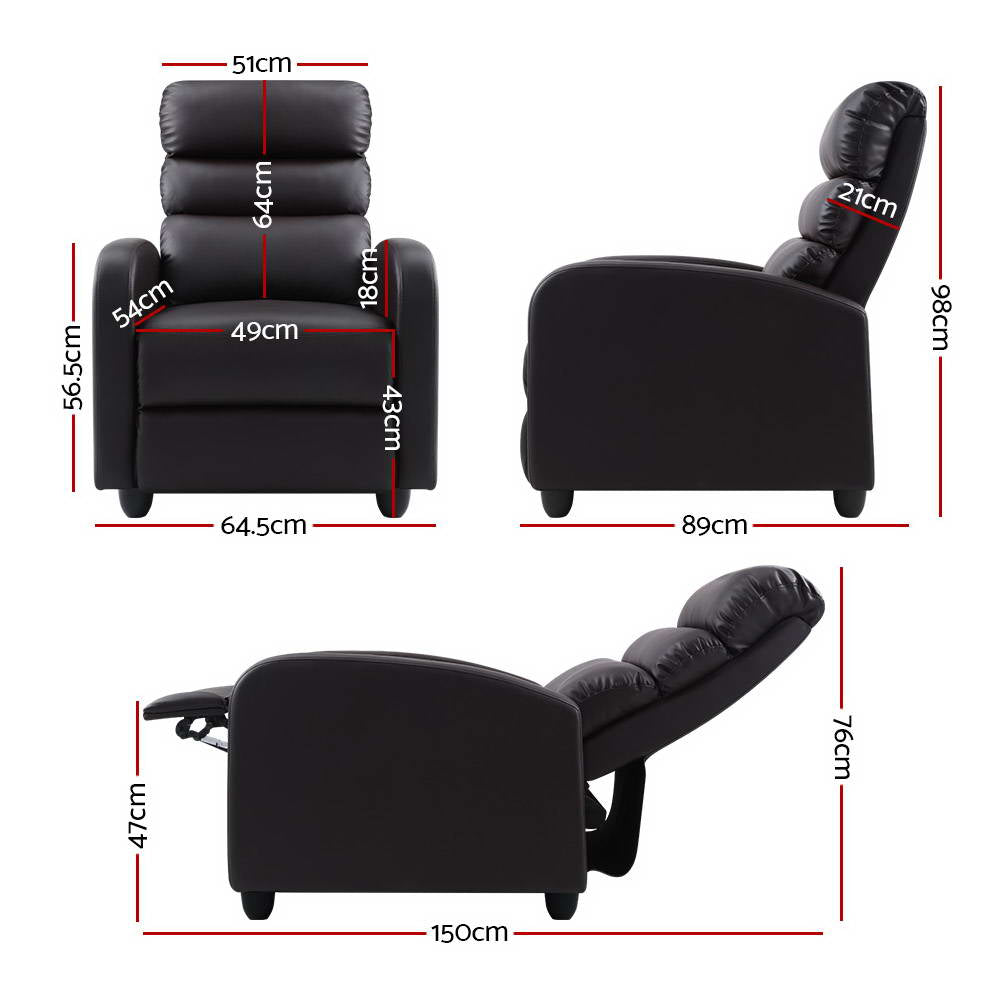 Marlook Recliner Armchair Brown Faux Leather Bolivia