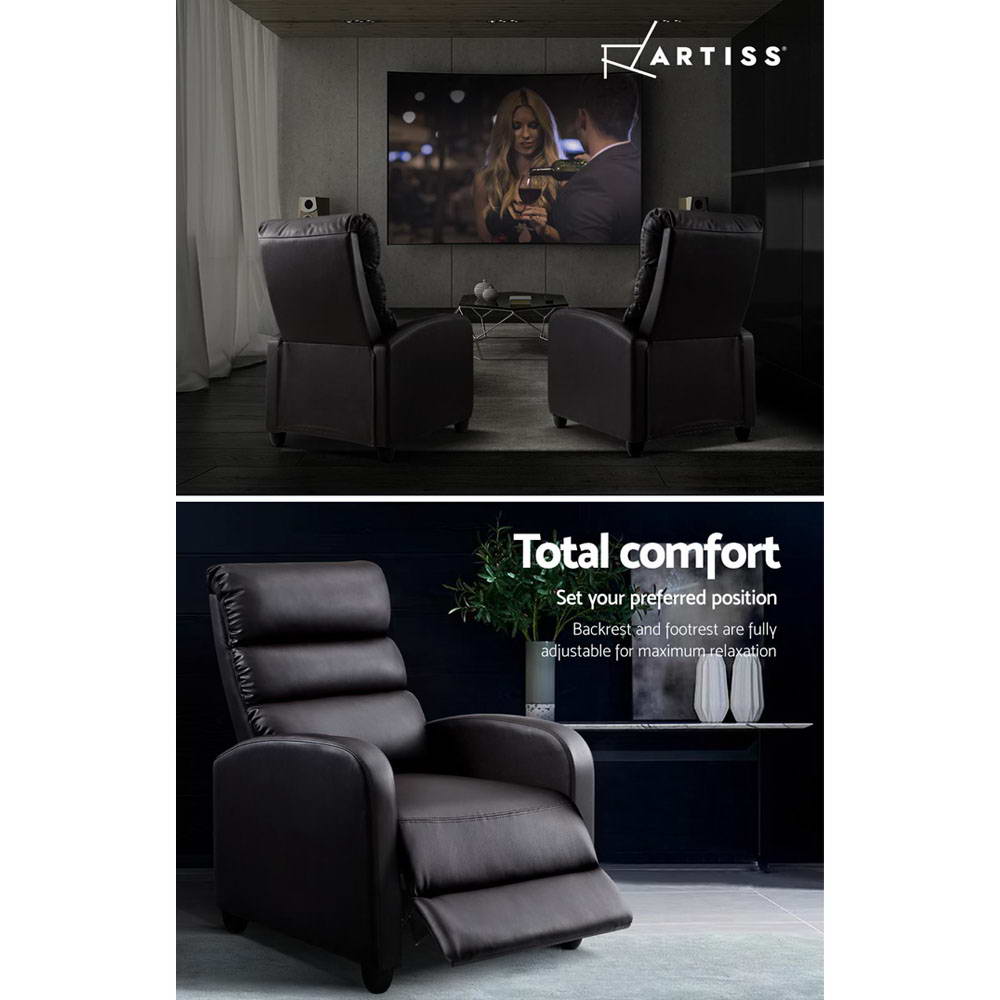 Marlook Recliner Armchair Brown Faux Leather Bolivia