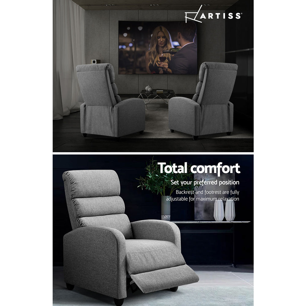 Marlook Recliner Armchair Grey Fabric Bolivia