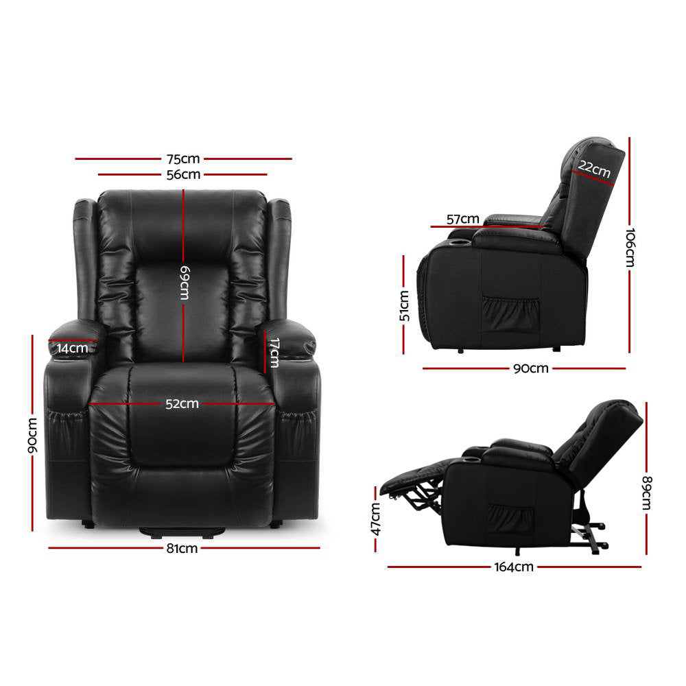 Marlook Recliner Chair Lift Assist Heated Massage Chair Leather Rukwa