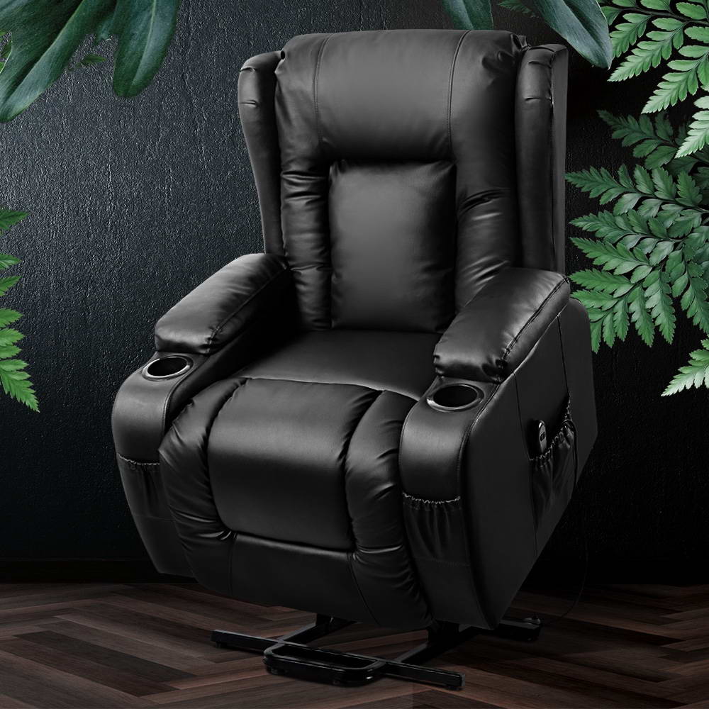 Marlook Recliner Chair Lift Assist Heated Massage Chair Leather Rukwa