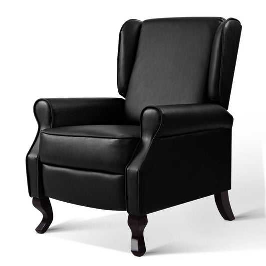 Marlook Recliner Armchair Black Faux Leather Domini