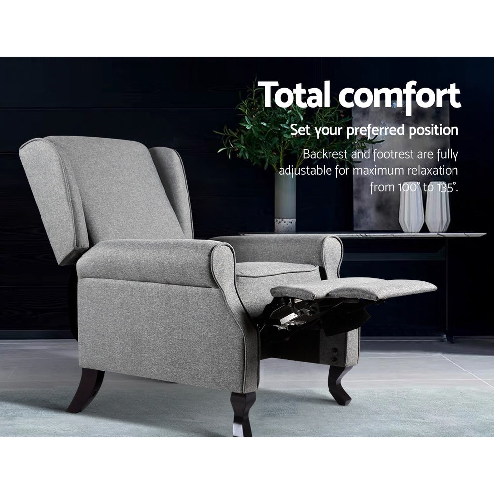 Marlook Recliner Armchair Grey Fabric Domini