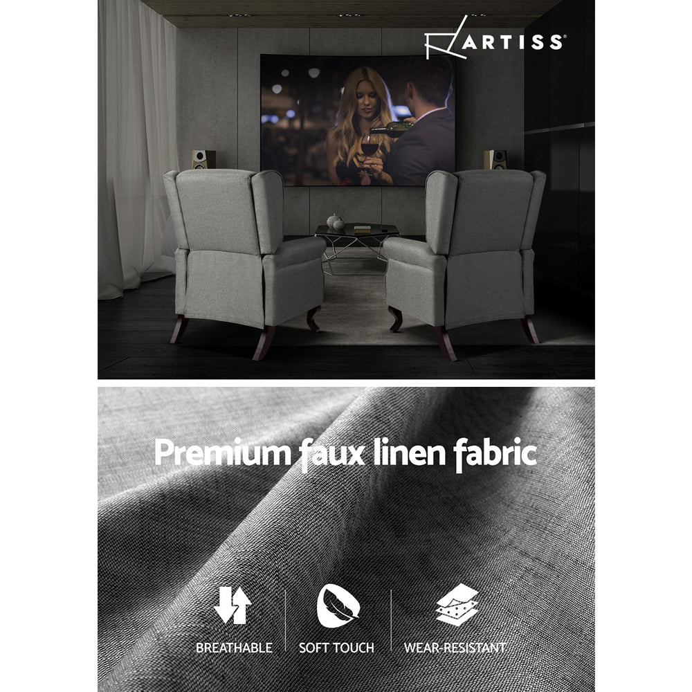 Marlook Recliner Armchair Grey Fabric Domini