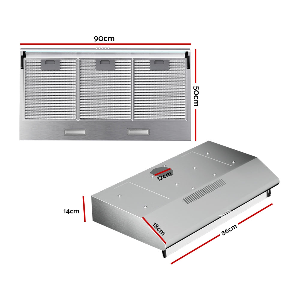 Marlook 900mm Range Hood 90cm Rangehood Stainless Steel