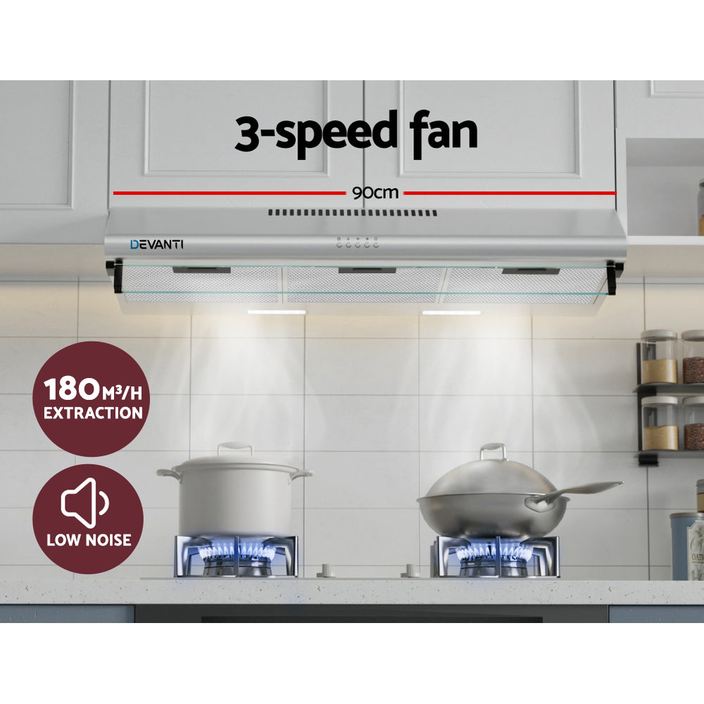 Marlook 900mm Range Hood 90cm Rangehood Stainless Steel