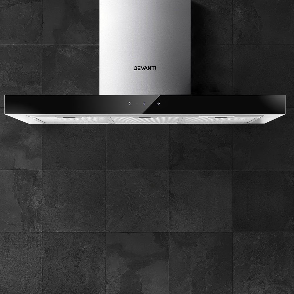 Marlook 900mm Range Hood 90cm Rangehood Glass Stainless Steel