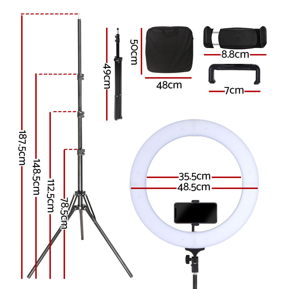 Marlook Ring Light 19" Tripod Stand Black