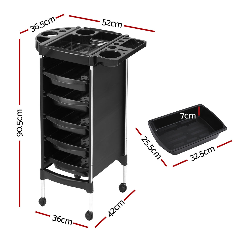 Marlook Salon Trolley Cart Spa Beauty Rolling Tray Hairdressing Storage 6 Tiers