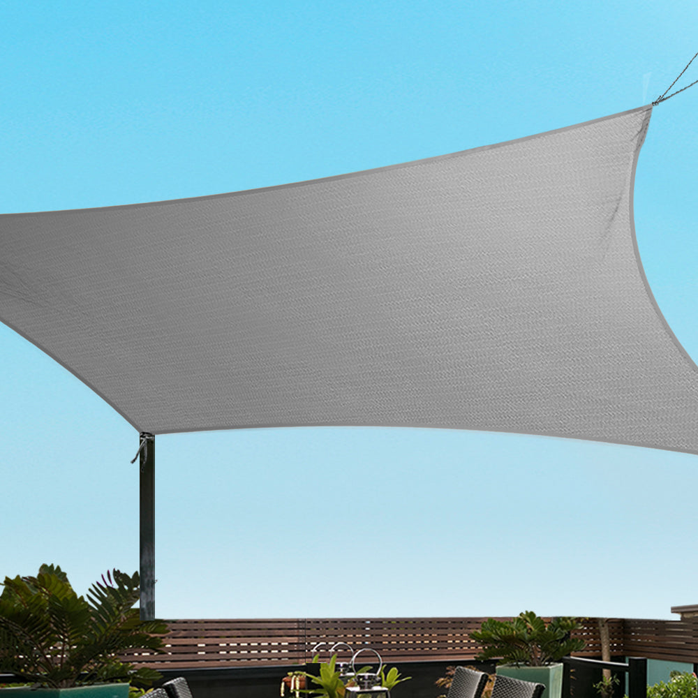 Marlook Shade Sail 3x3m Square 280GSM 98% Grey Shade Cloth
