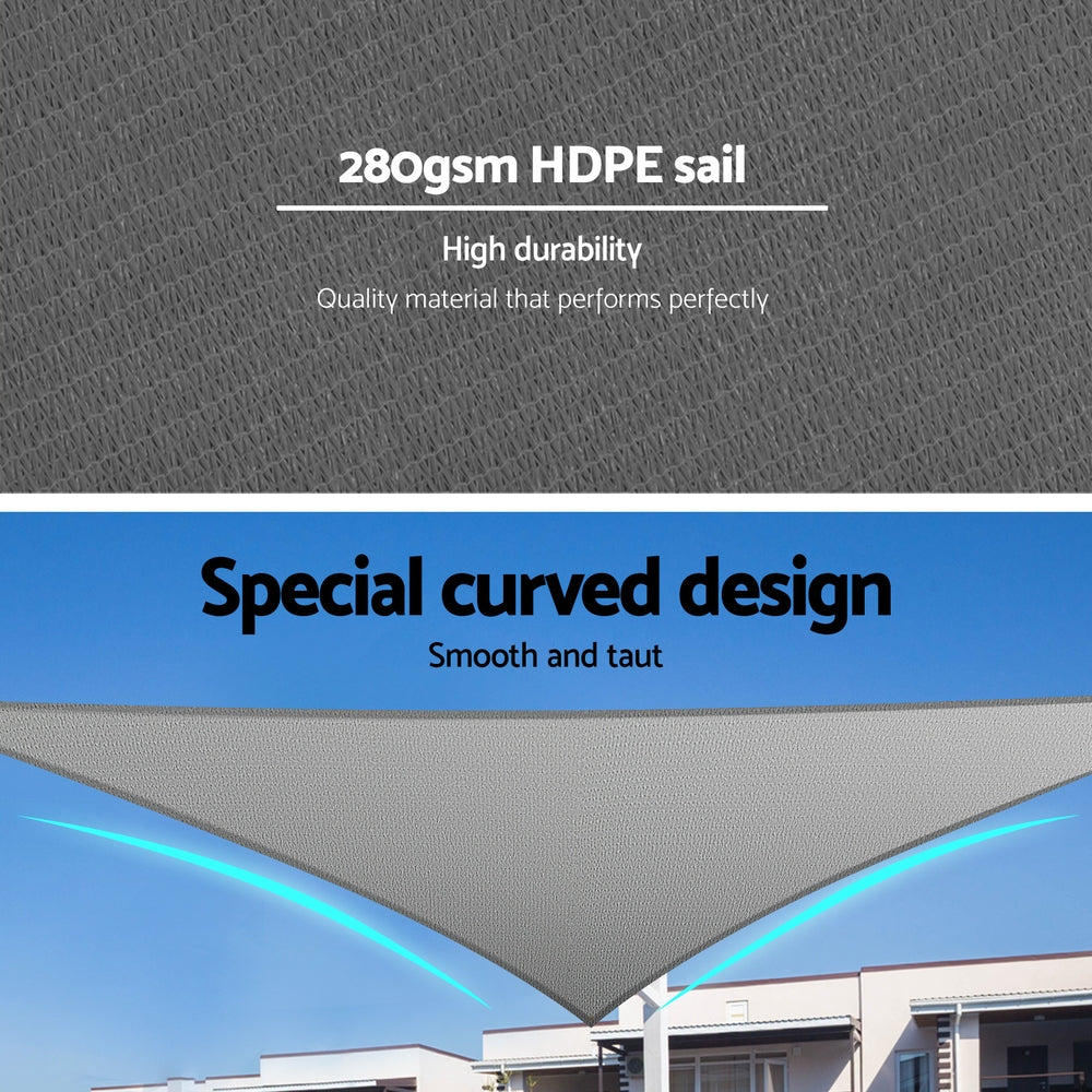 Marlook Shade Sail Cloth Shadecloth Canopy Triangle 280gsm 5x5x7.1m