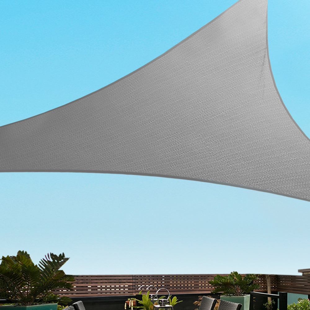 Marlook Shade Sail 6x6x6m Triangle 280GSM 98% Grey Shade Cloth