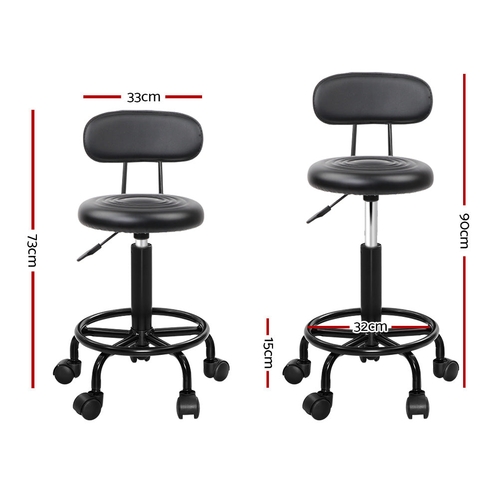 Marlook 2x Salon Stool Swivel Chair Backrest