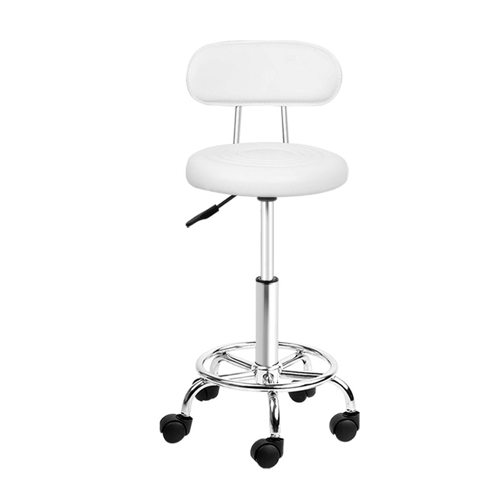 Marlook 2x Salon Stool Swivel Chair Backrest White