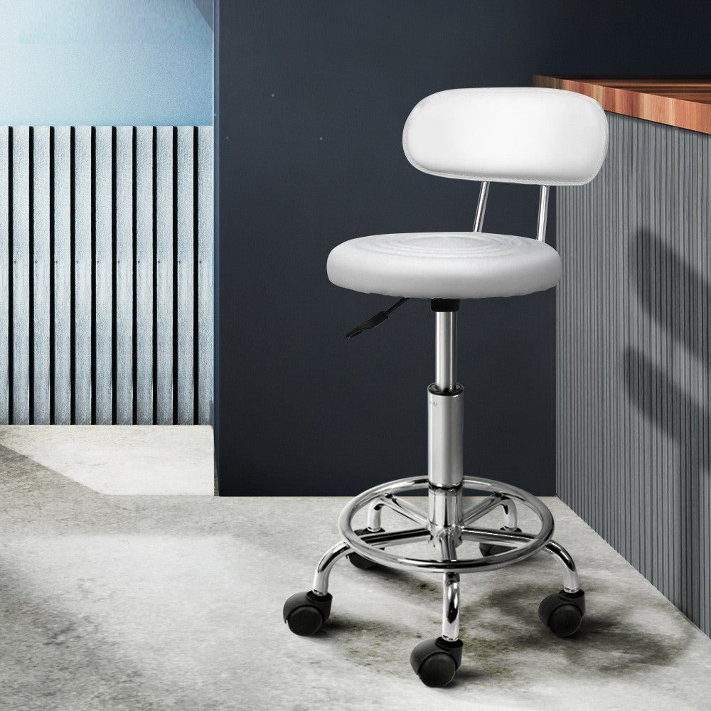 Marlook 2x Salon Stool Swivel Chair Backrest White