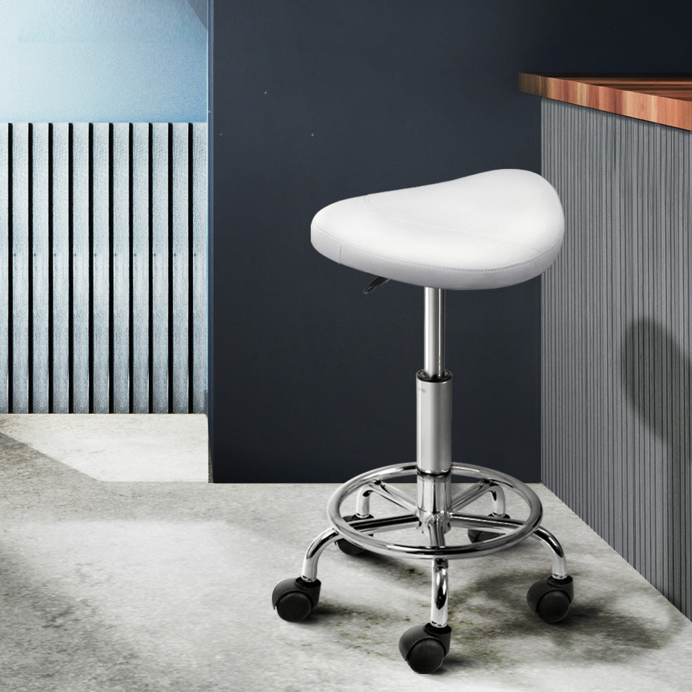 Marlook Salon Stool Saddle Swivel Chair White