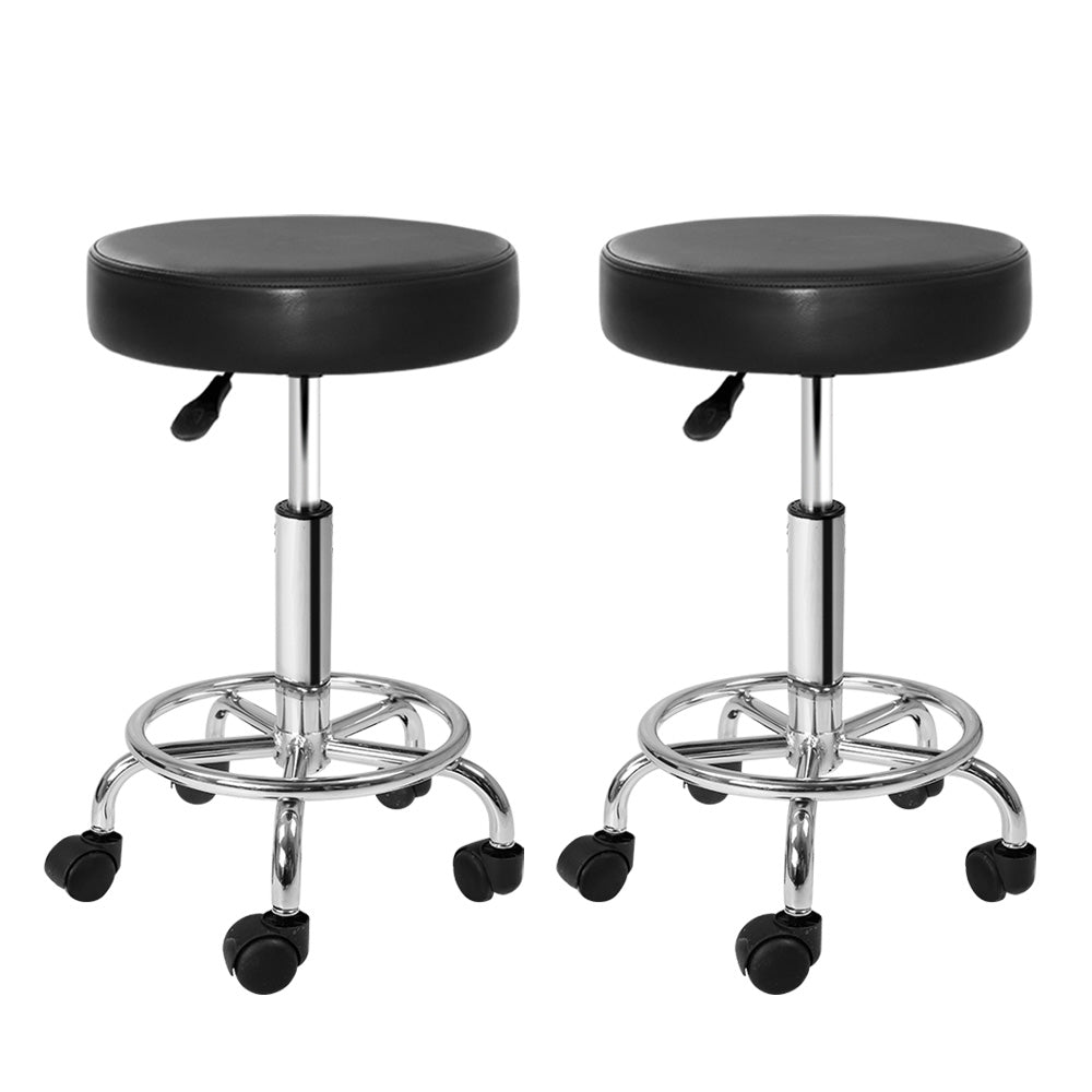 Marlook 2x Salon Stool Round Swivel Chair Black
