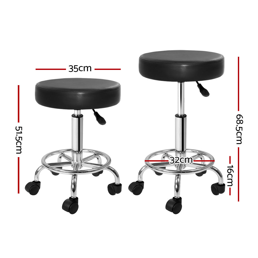 Marlook 2x Salon Stool Round Swivel Chair Black