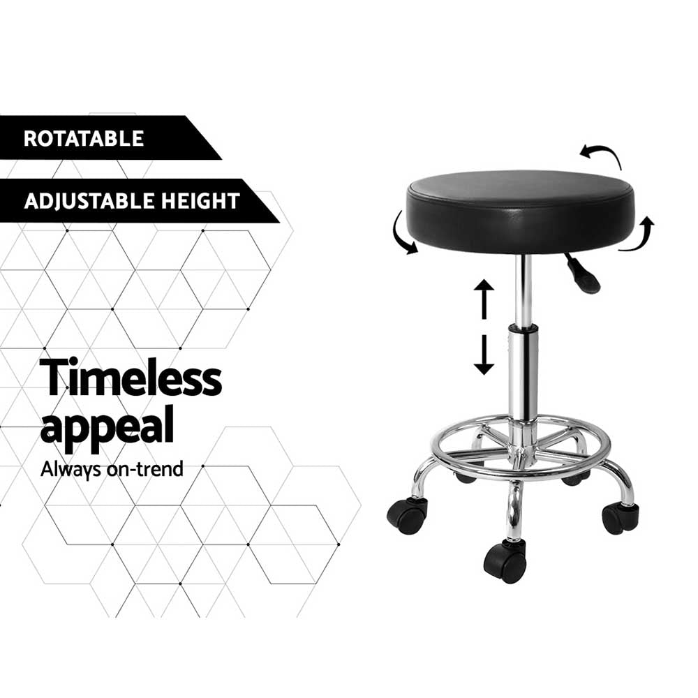 Marlook 2x Salon Stool Round Swivel Chair Black