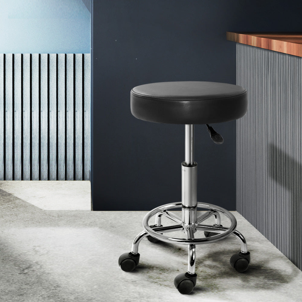 Marlook 2x Salon Stool Round Swivel Chair Black
