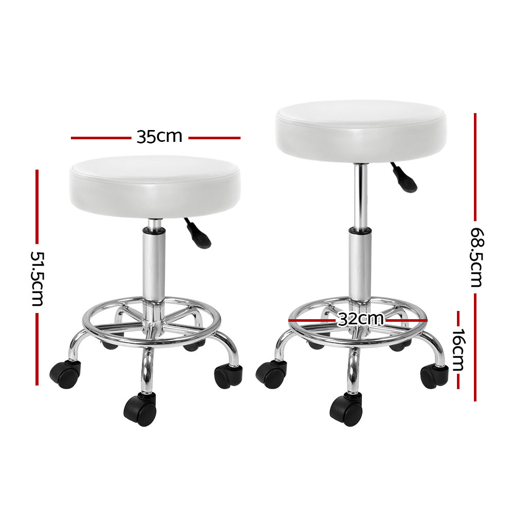 Marlook 2x Salon Stool Round Swivel Chair White