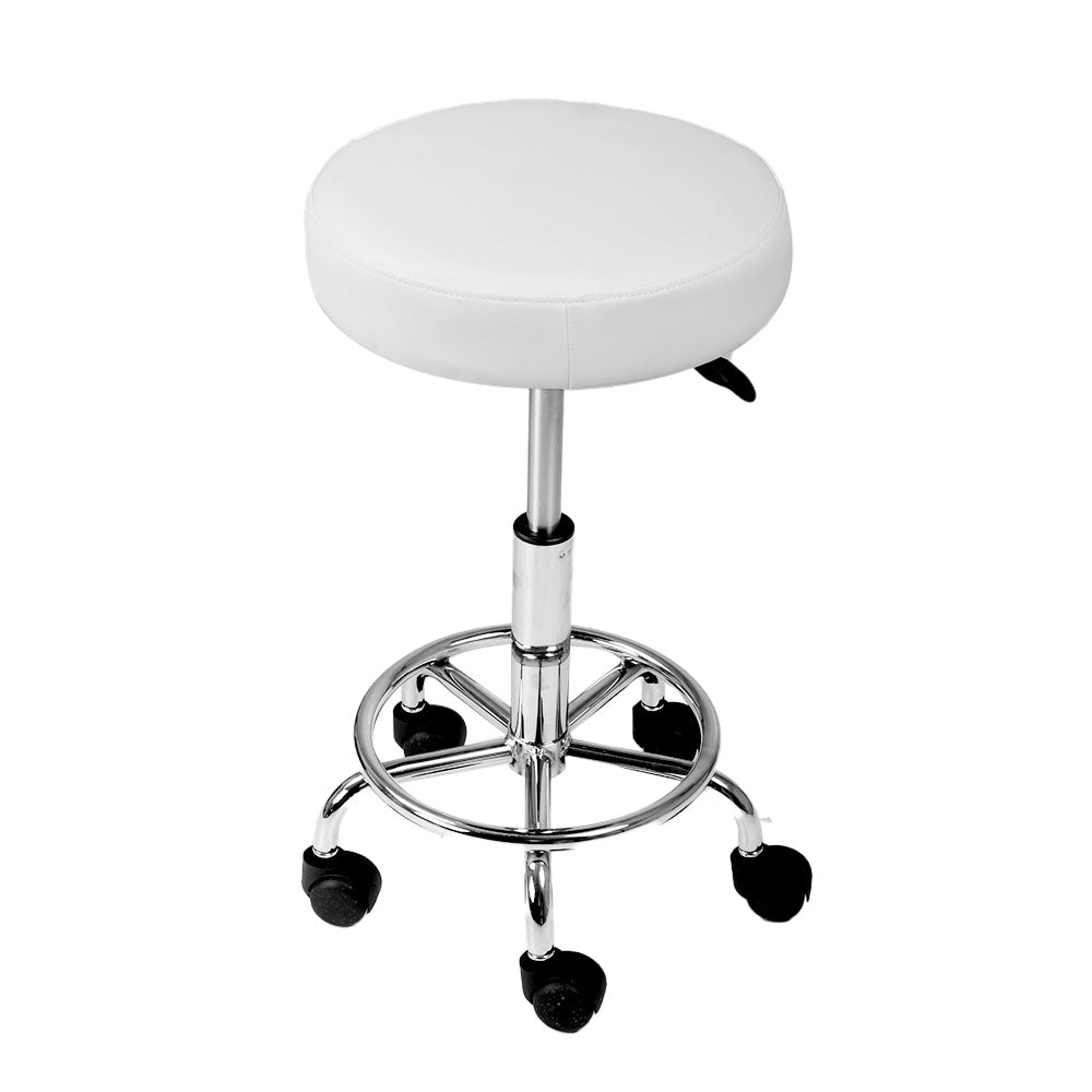 Marlook 2x Salon Stool Round Swivel Chair White