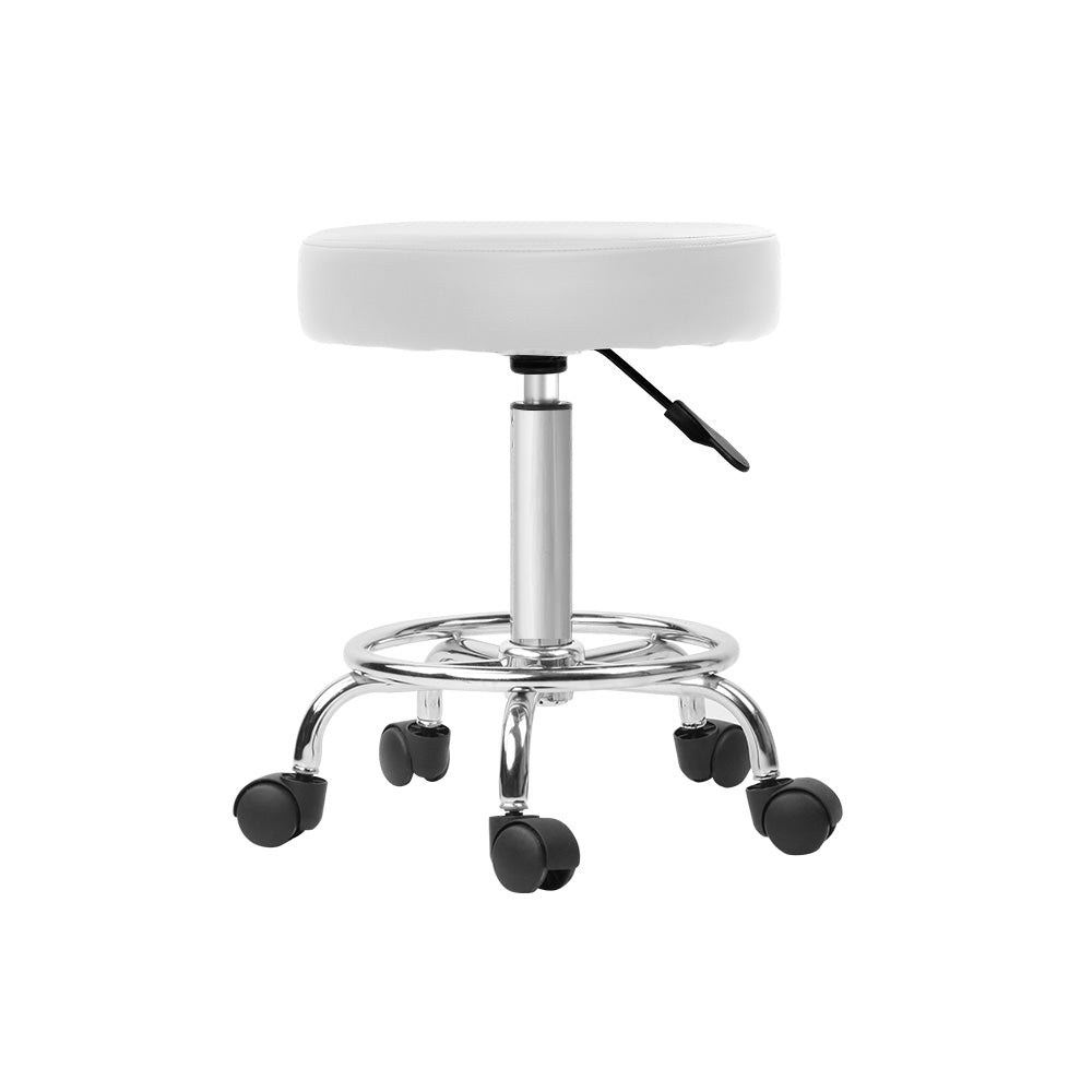 Marlook 2x Salon Stool Round Swivel Chair White