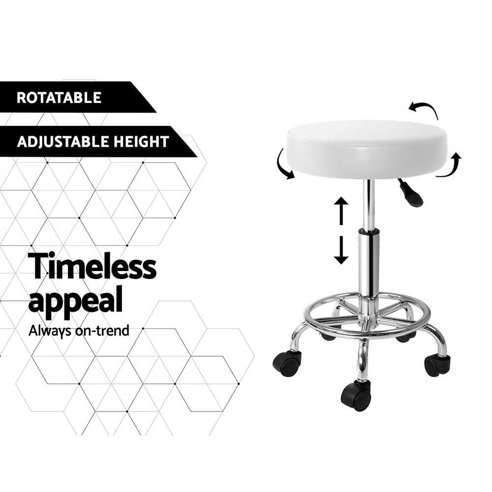 Marlook 2x Salon Stool Round Swivel Chair White