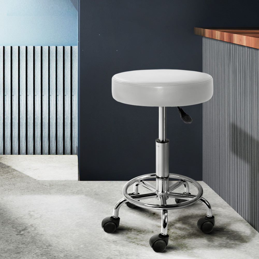 Marlook 2x Salon Stool Round Swivel Chair White