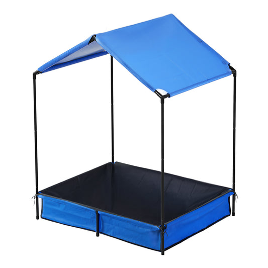 Marlook Kids Sandpit Metal Sandbox Sand Pit with Canopy Cover Outdoor Toys 120cm