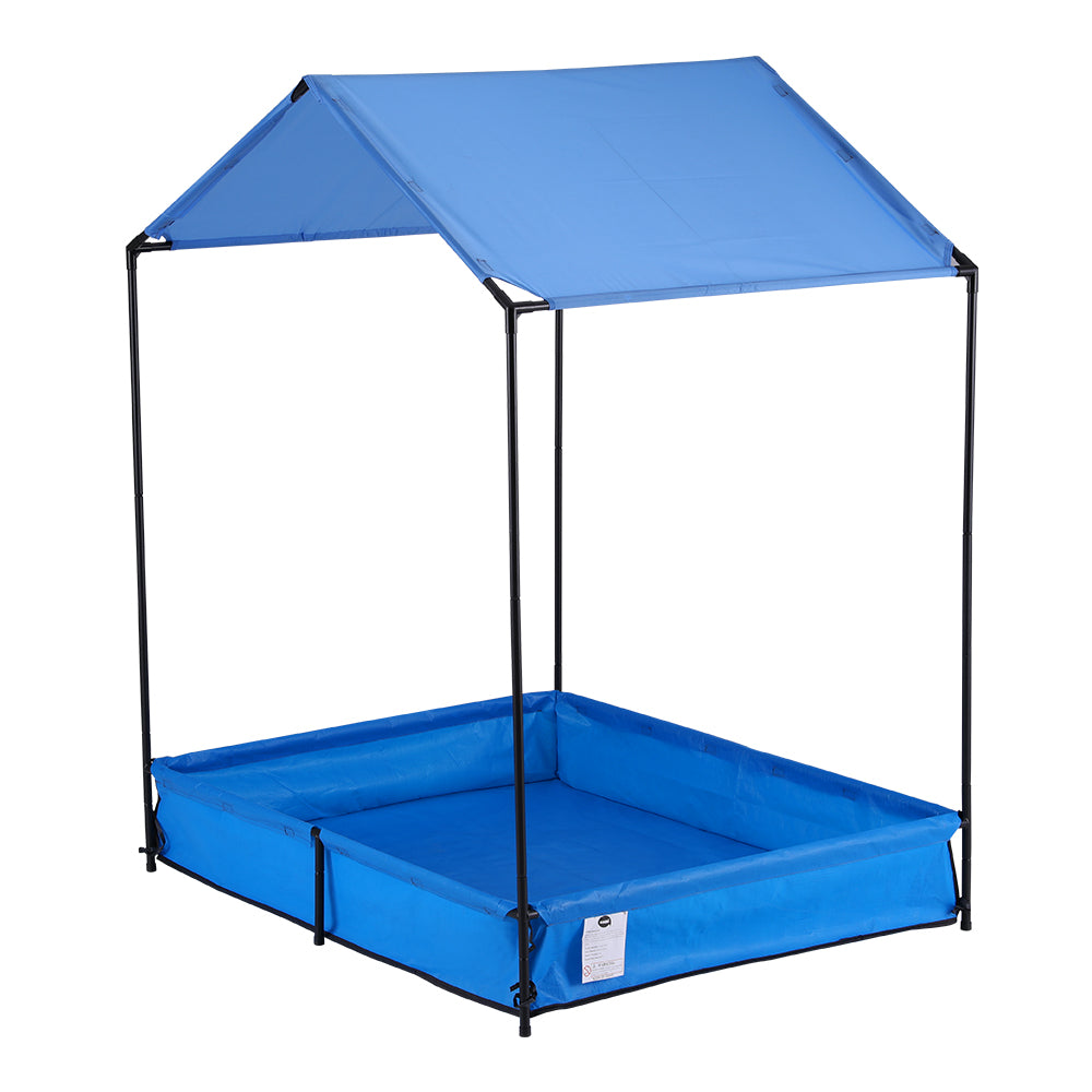 Marlook Kids Sandpit Metal Sandbox Sand Pit with Canopy Cover Outdoor Toys 120cm