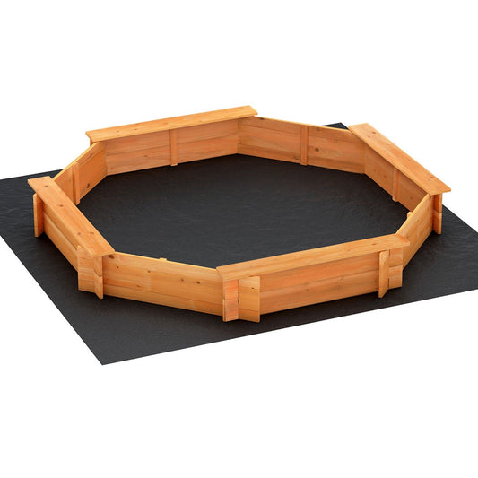 Marlook Kids Sandpit Wooden Round Sand Pit with Cover Bench Seat Beach Toys 182cm
