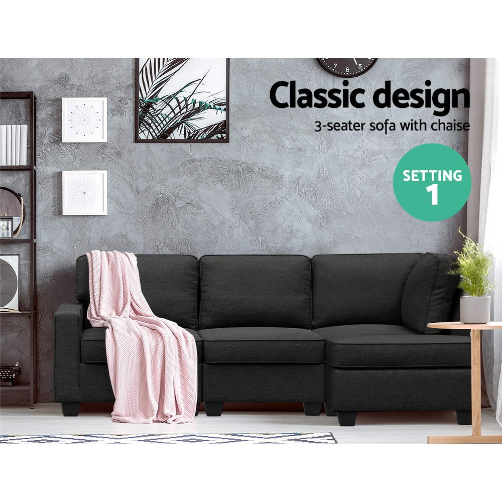 Marlook Modular Sofa Chaise Set 4-seater Dark Grey
