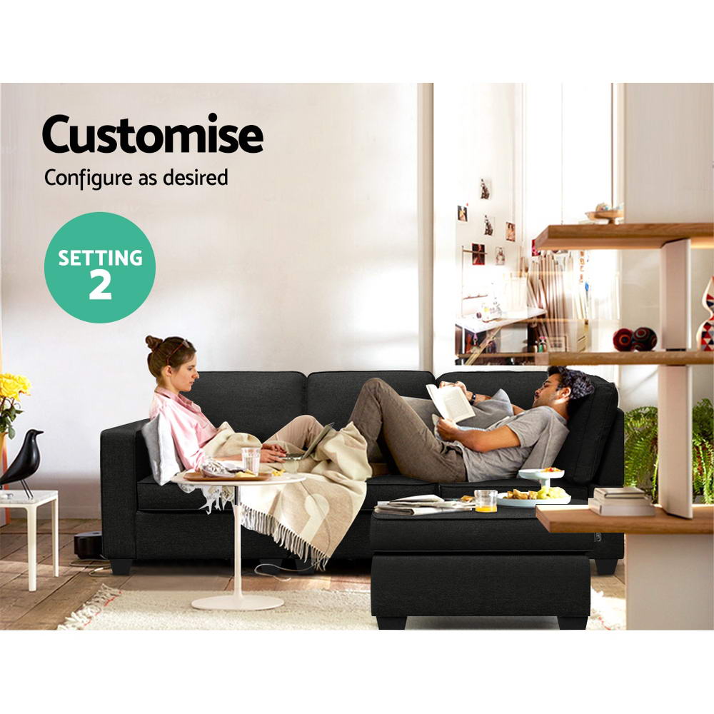 Marlook Modular Sofa Chaise Set 4-seater Dark Grey