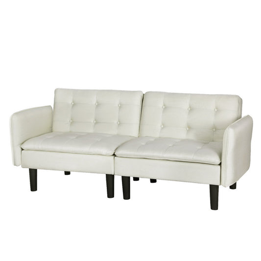 Marlook Sofa Bed 3 Seater Tufted Faux Linen Beige