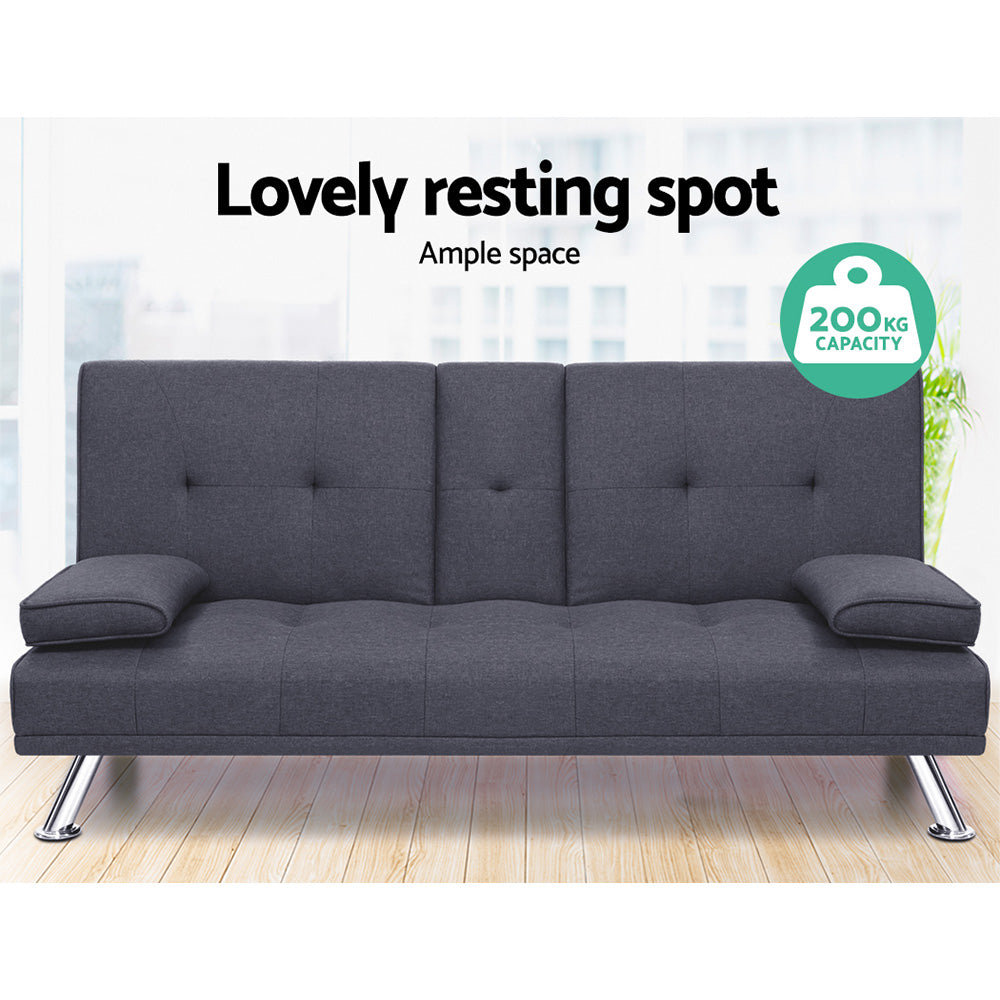 Marlook Sofa Bed 175CM Dark Grey Fabric