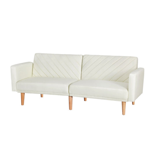 Marlook Sofa Bed 3 Seater Tilted Faux Linen Beige