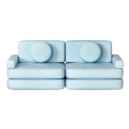 Marlook Sofa Bed 2 Seater Kid DIY Play Couch Velvet Blue