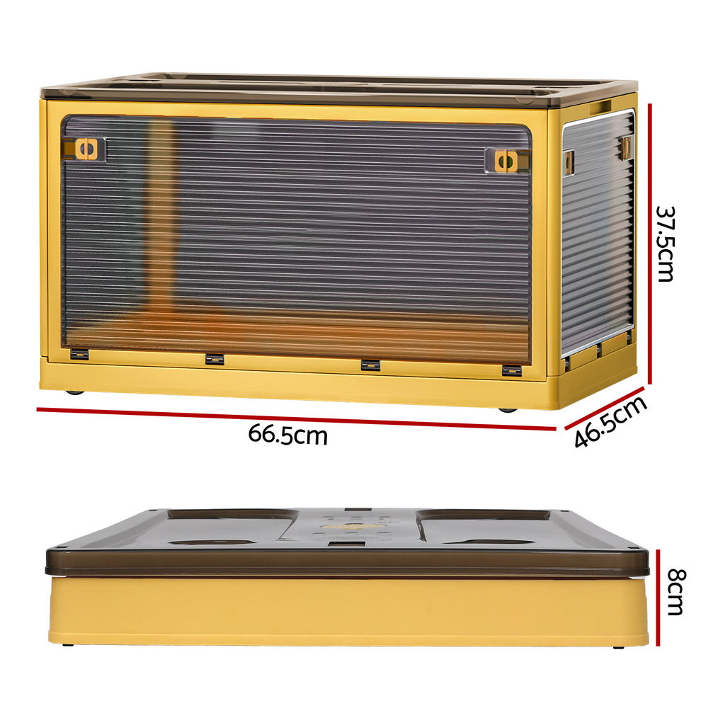 Marlook Storage Container Foldable Stackable Large 5 Sides Open Transparent 115L