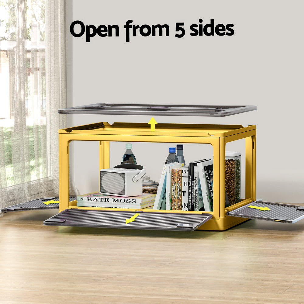 Marlook Storage Container Foldable Stackable Large 5 Sides Open Transparent 115L