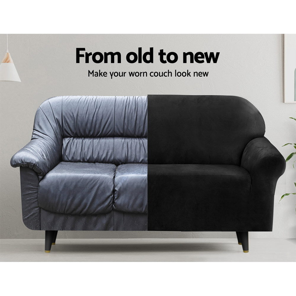 Marlook Sofa Cover Couch Covers 4 Seater Velvet Black
