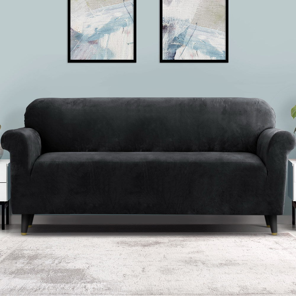 Marlook Sofa Cover Couch Covers 4 Seater Velvet Black