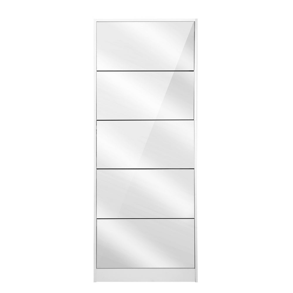 Marlook Shoe Rack Cabinet Mirror 25 Pairs White