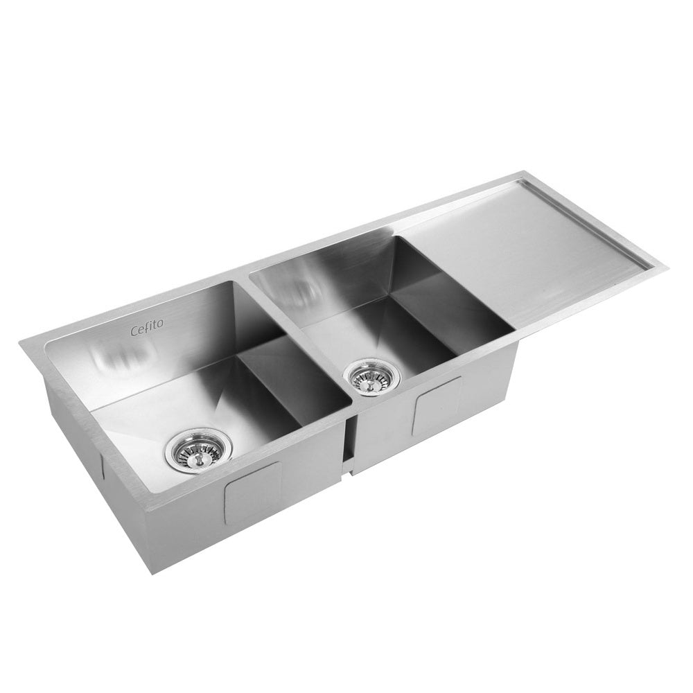 Marlook Kitchen Sink 111X45CM Stainless Steel Basin Double Bowl Laundry Silver