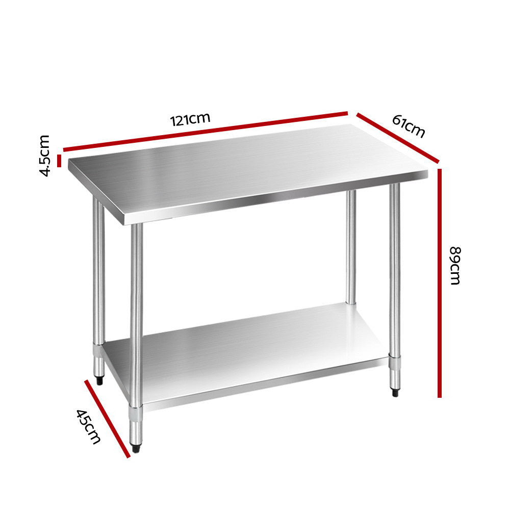 Marlook 1219x610mm Stainless Steel Kitchen Bench 304
