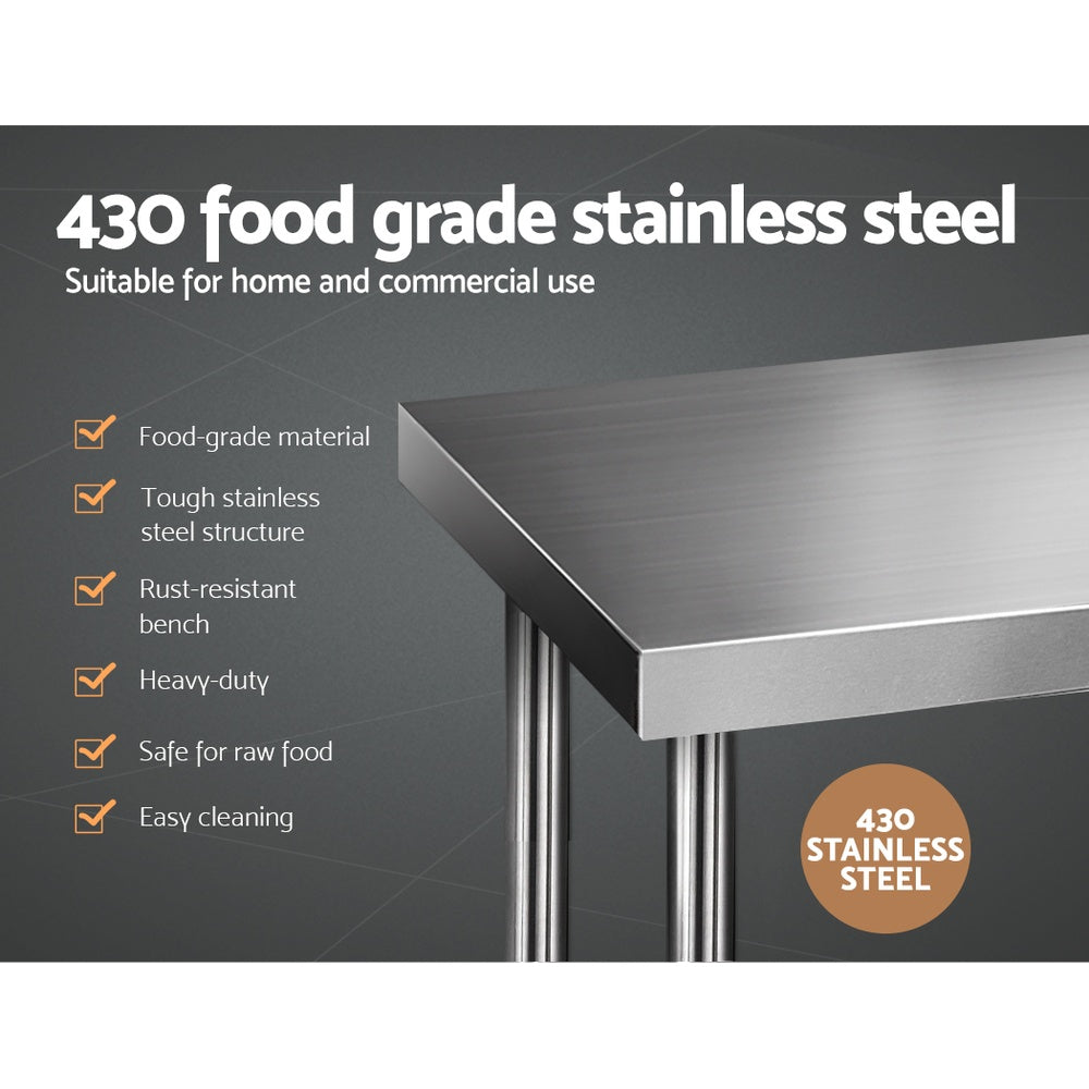 Marlook 1524x610mm Stainless Steel Kitchen Bench 430
